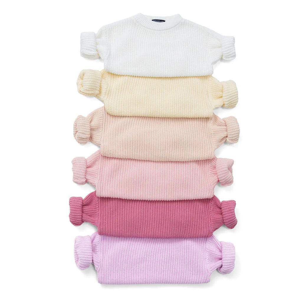 Classic Knit Baby Sweater in Cream
