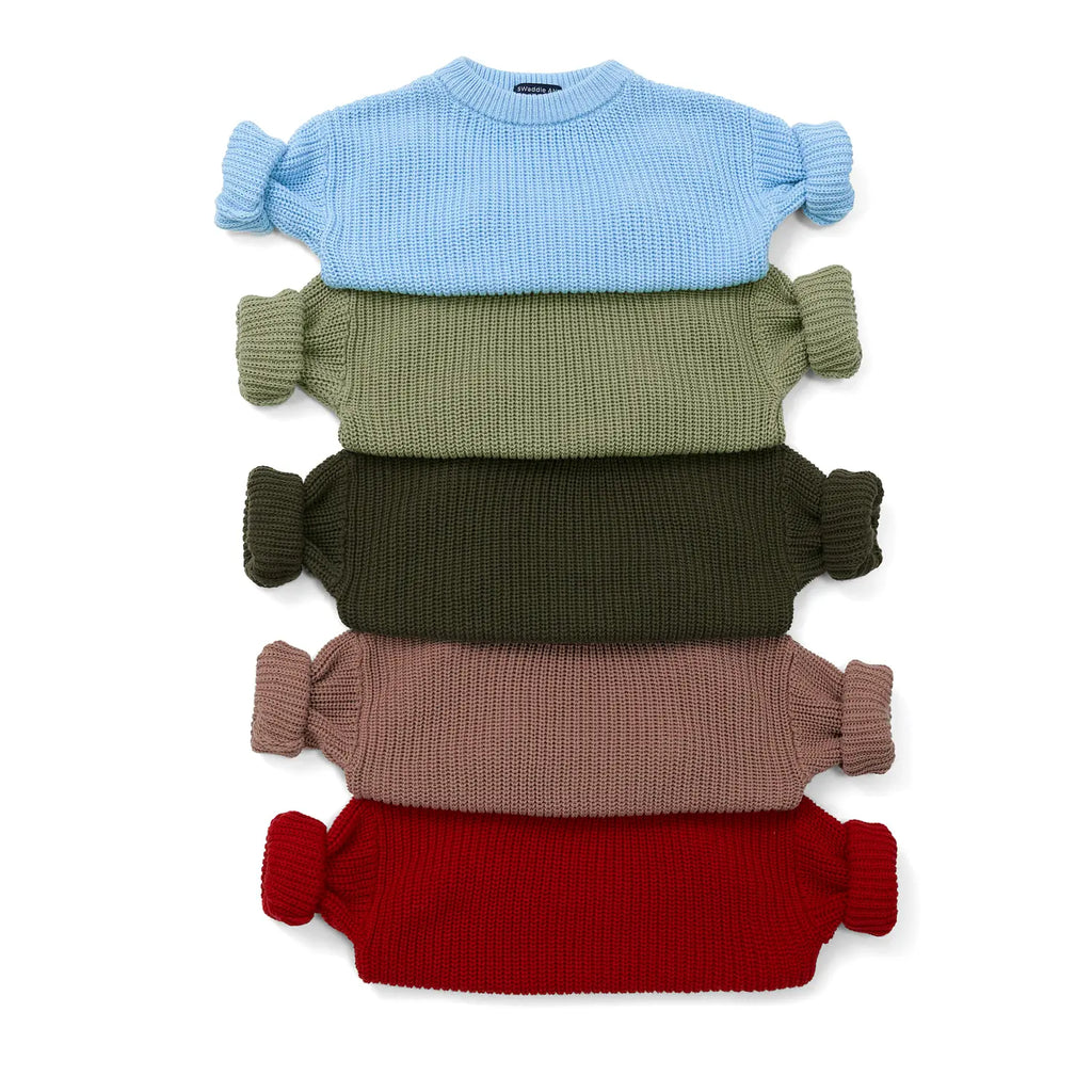 Classic Knit Baby Sweater in Sage Green