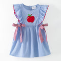 Apple Stripe Tie Applique Dress | Girls Back to School Dress